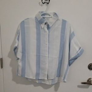 Blue and white crop top